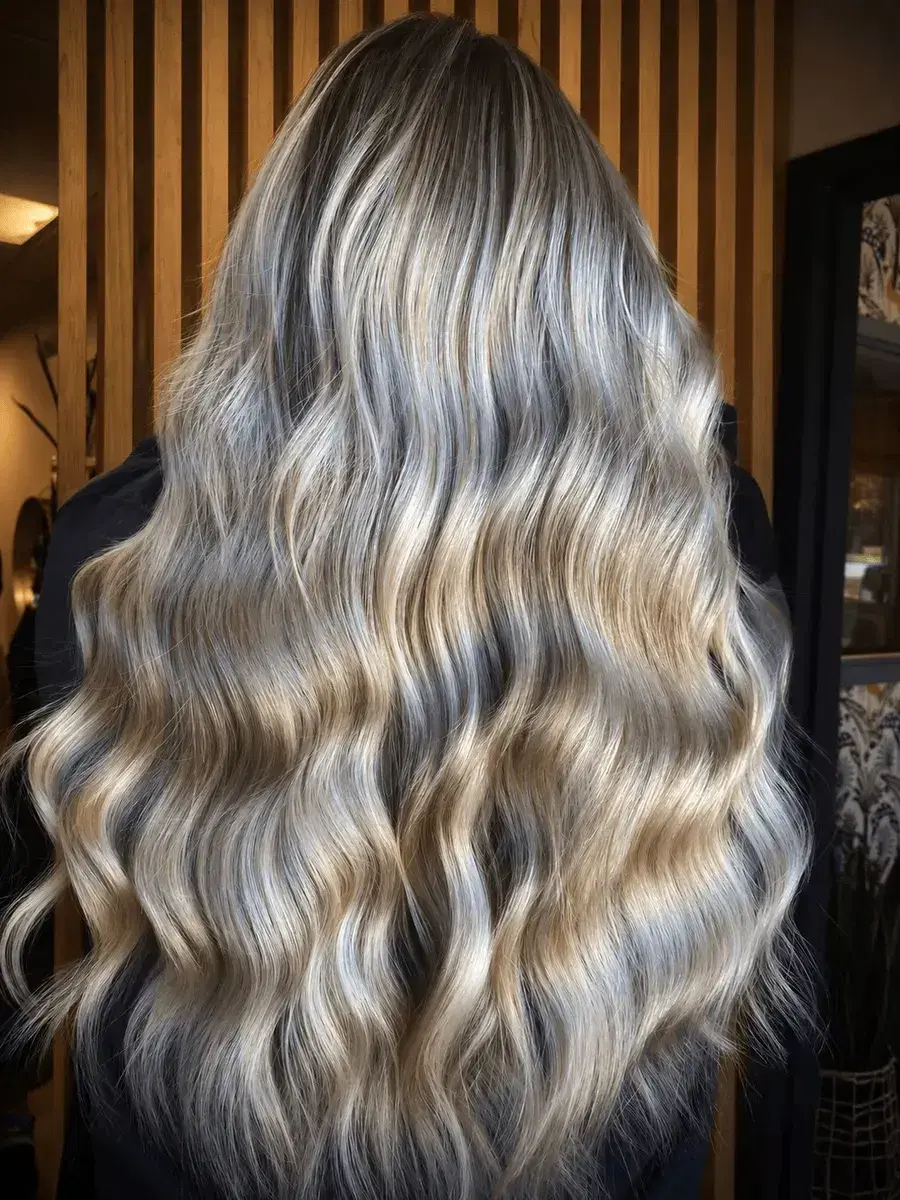 Icy blonde. Long waves